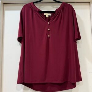 Michael Kors Wine Top with Button Detail